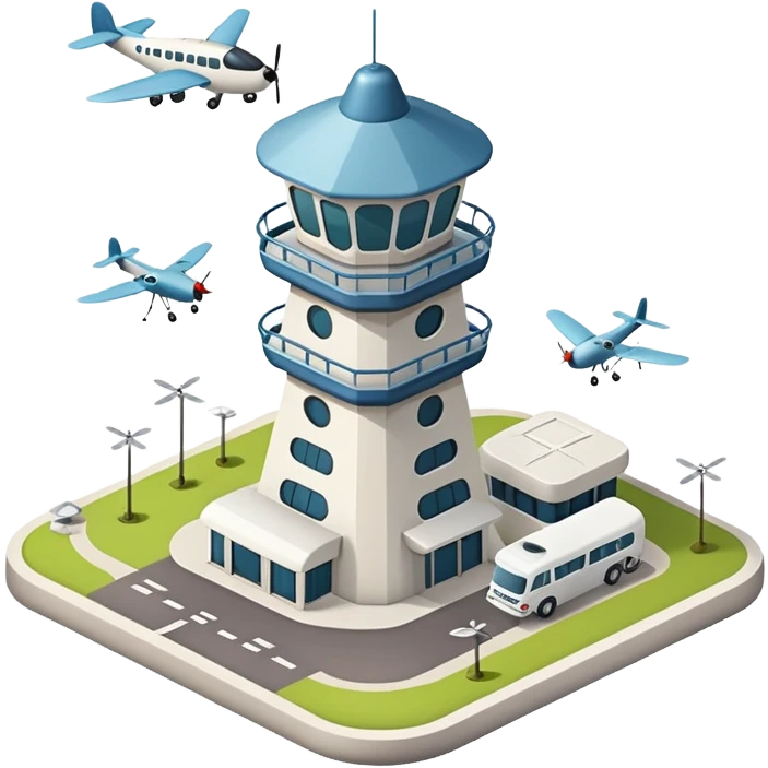 tiny mosquito airport with control tower and mosquito planes emoji