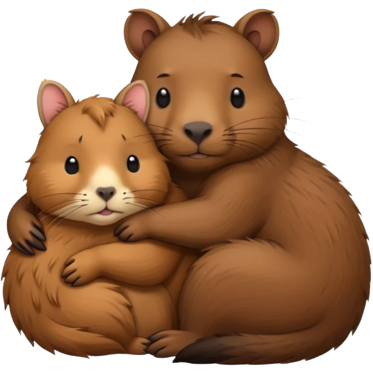 capybara and a cat cudding with each other emoji