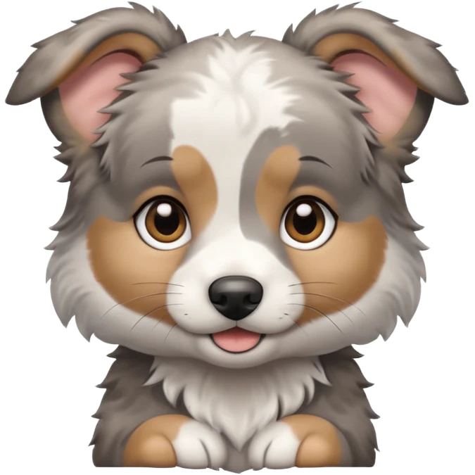 a playful merle and grey Aussie puppy emoji