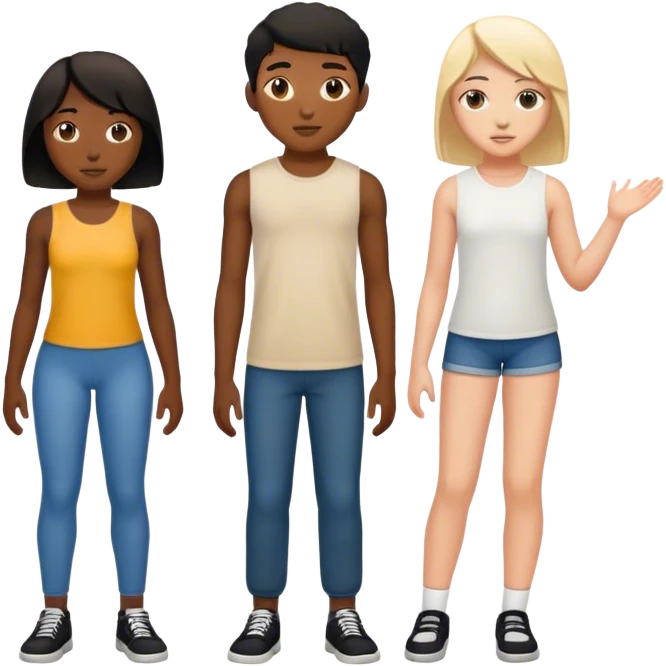 one black youth, one white youth, one girl without arms youth emoji