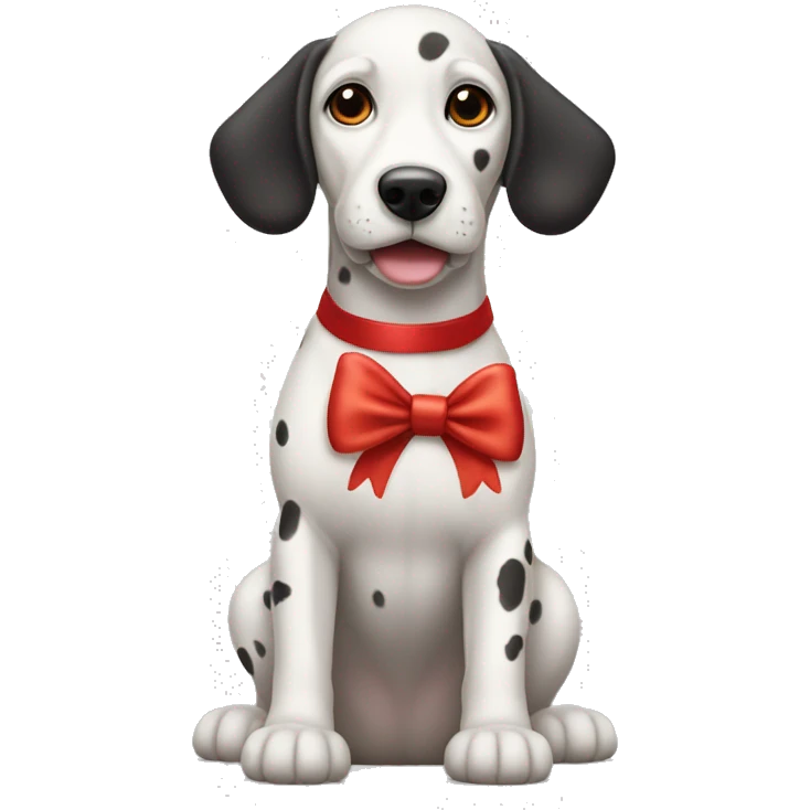 Dolmatian dog with a red bow around its neck, sitting on its hind legs emoji