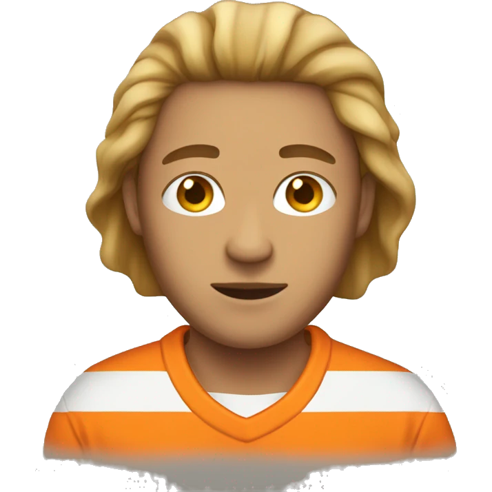 prisoner wearing an orange striped shirt face only emoji
