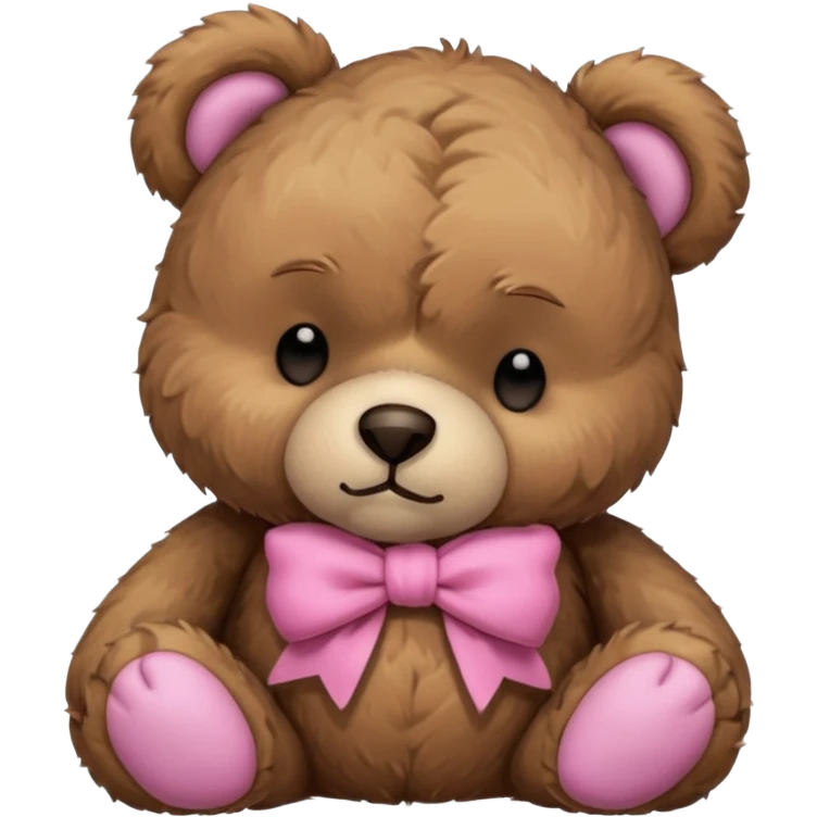 Frowning Sleeping teddy bear wearing pink bow emoji