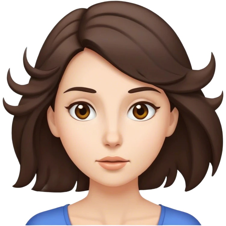 brunette woman with air blowing out of her head emoji