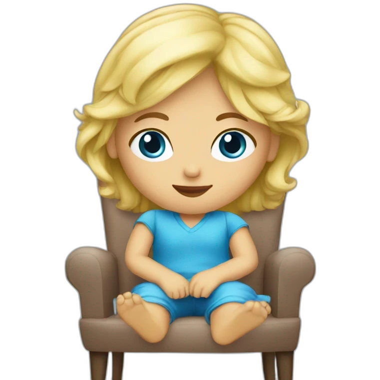 Blonde girl Blue eyes in chair emoji