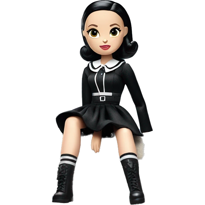 Silkstone Barbie Wednesday Addams sitting at my rock.  emoji