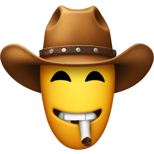 Cowboy hat emoji with tobacco in mouth emoji