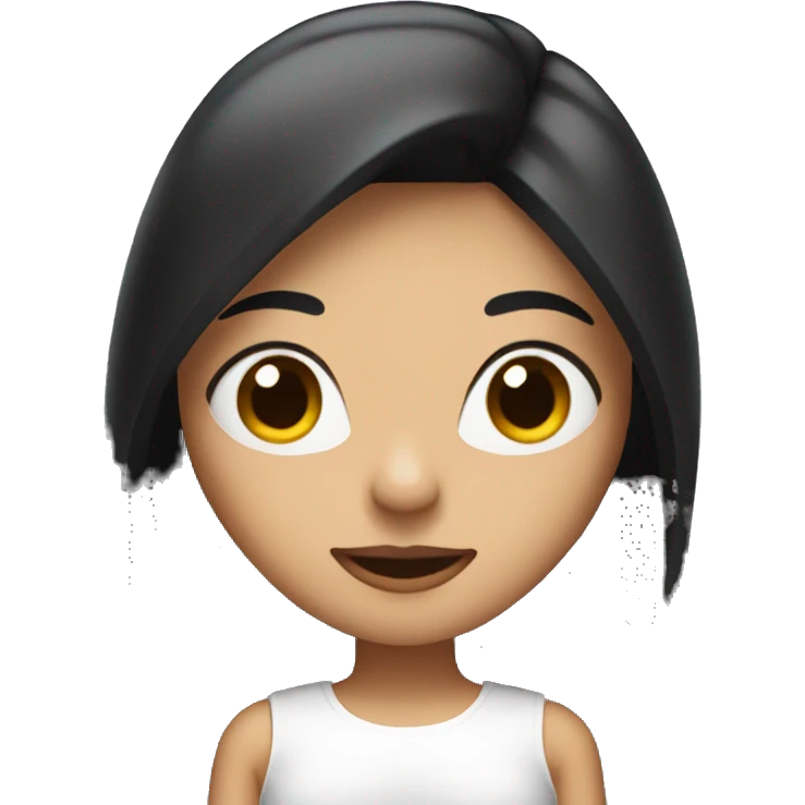 Woman with black long straight hair and a white top  emoji