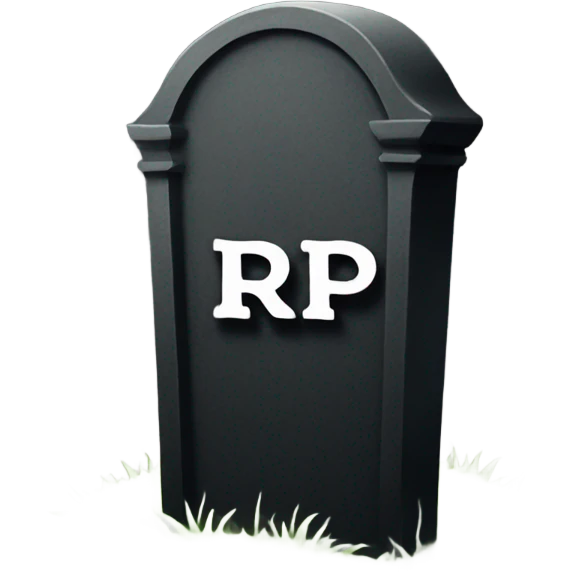 a black grave with the letters RIP emoji