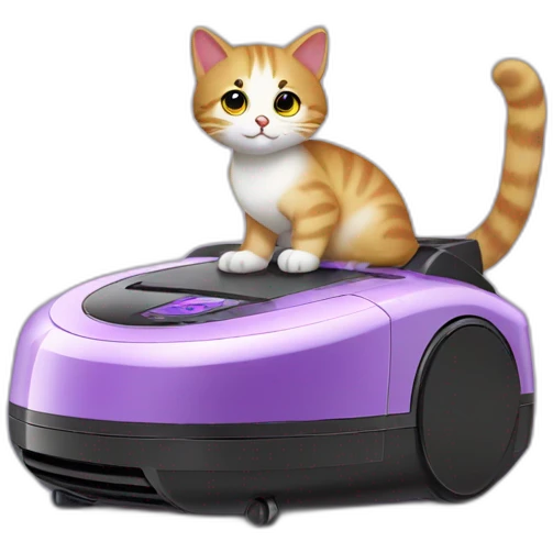 virgo glory-purple cat on a robot vacuum cleaner emoji