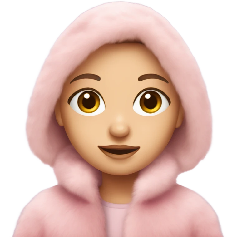European girl in a pink fur coat emoji