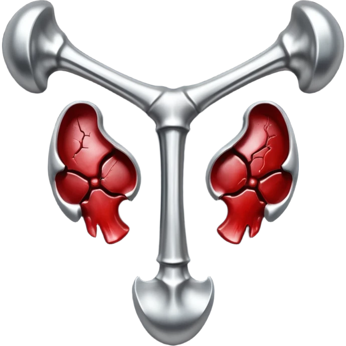 metallic anatomic bones with blood, steel texture, dark dramatic tone, clean background emoji