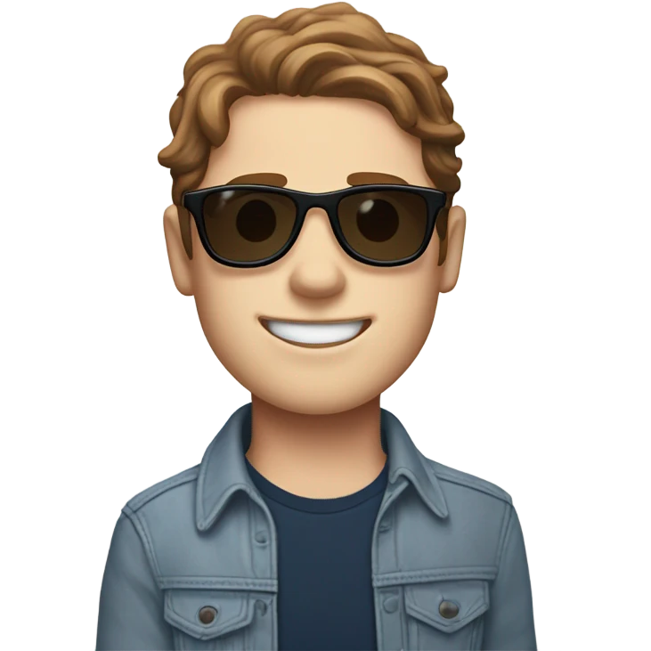 Evan hansen from dear Evan Hansen, with brown hair and sun glasses and a broken arm emoji