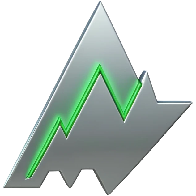 "iOS-style 3D emoji: a jagged rising chart line ending in a large glossy arrowhead, symbolizing rapid growth." emoji