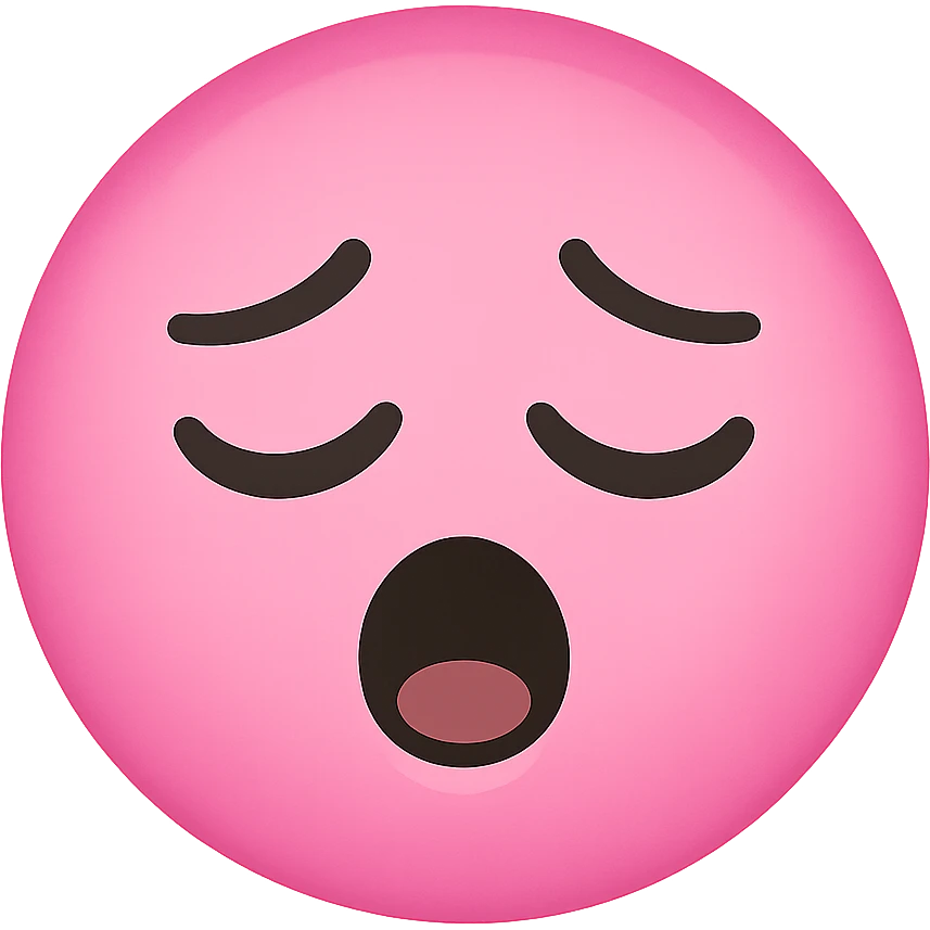 pink face with sleepy expression emoji, digital illustration, no background emoji