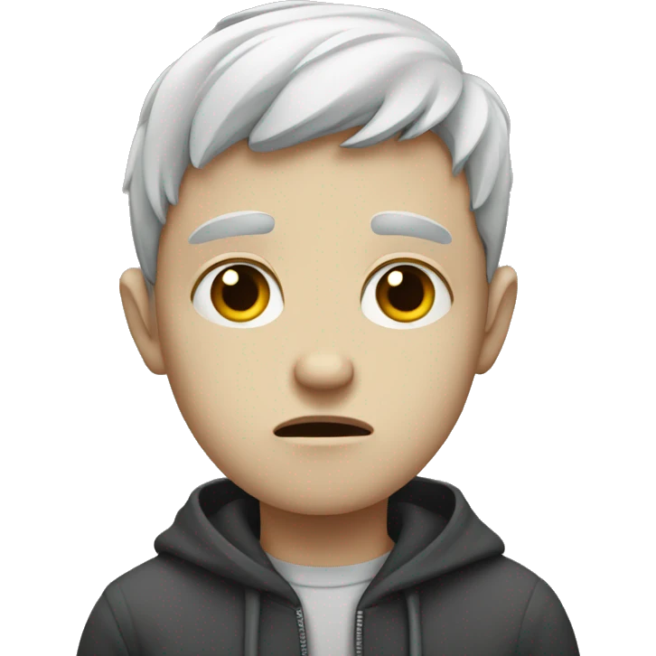 A sad white boy with a look of depression  emoji