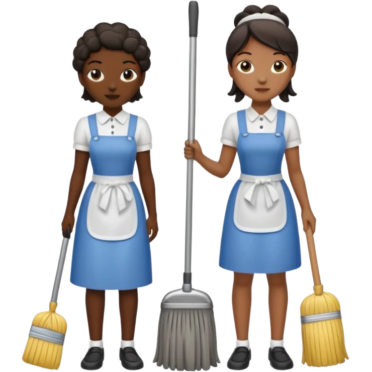 two ugly maids are holding the mop emoji