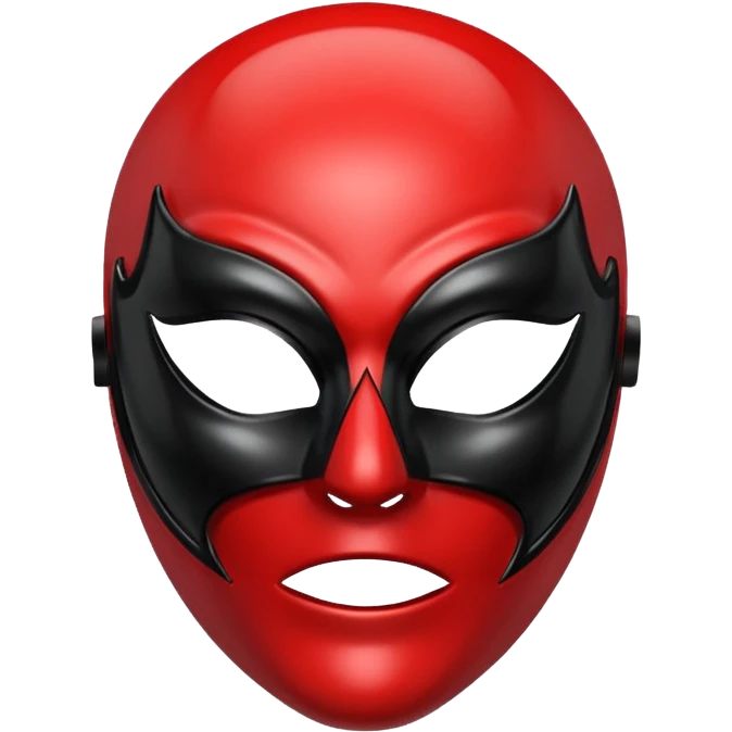 curved mask, poisonous, red and black emoji