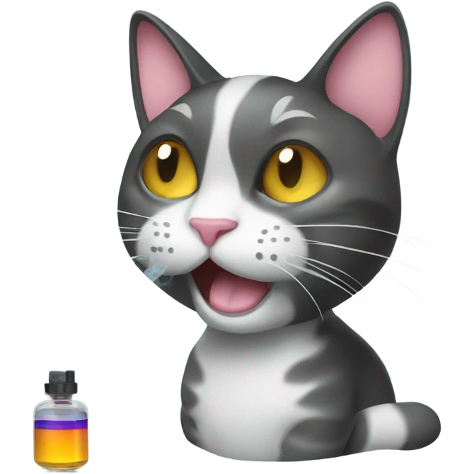 A cat smoking a vape emoji
