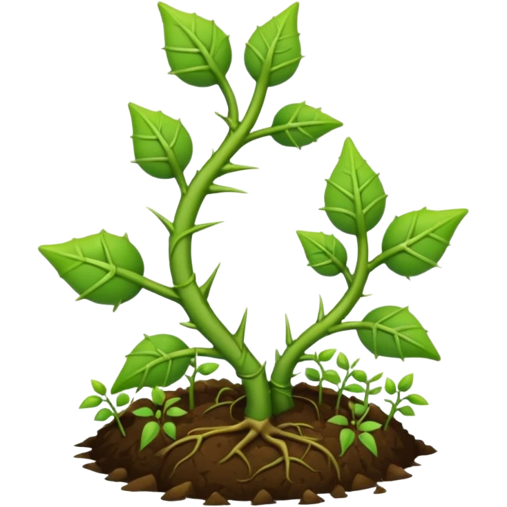 green vines with thorns sprouting from the ground emoji