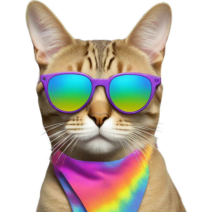 Psychedelic trippy tie die cat wearing sunglasses  emoji
