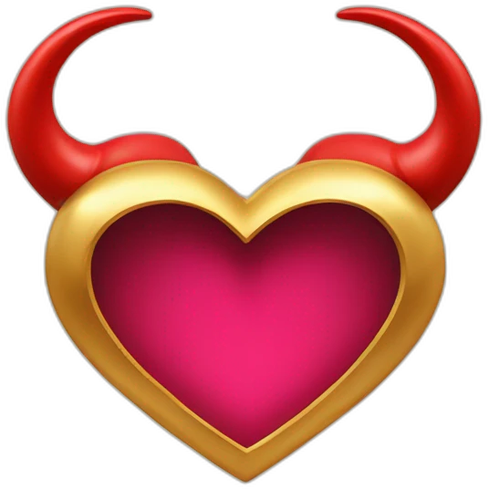 Gold heart frame with red horns emoji