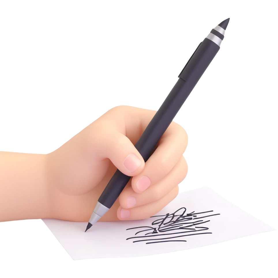 A hand holding a pen, aggressively scribbling on a piece of paper. The pen is clearly visible. The paper is filled with random black scribbles, so dense that most of it looks nearly black emoji