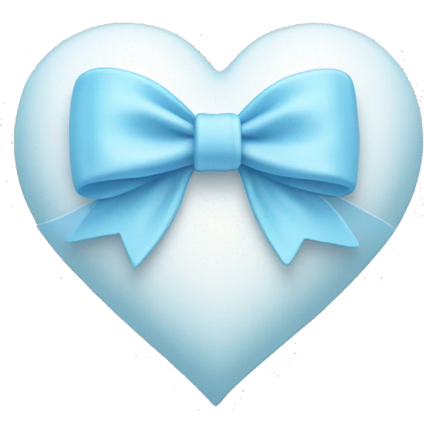 White heart with baby blue bow  emoji