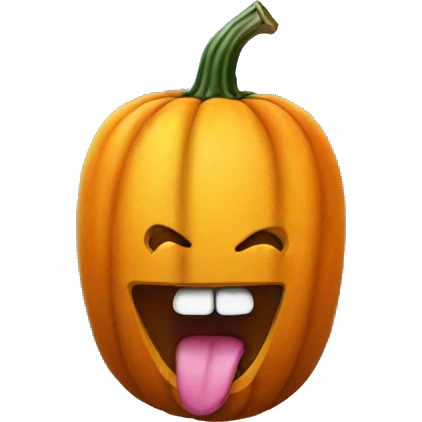 Pumpkin with a tongue emoji