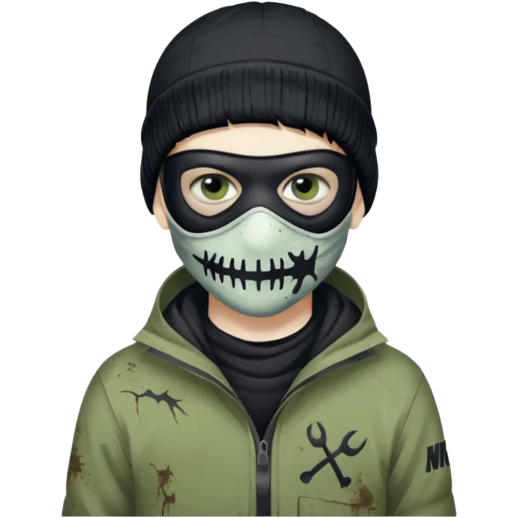 make a, zombie, boy, blackhair with a ski mask pull from nike ou syna emoji