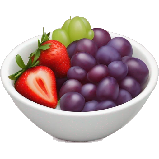 fruit yogurt bowl with strawberries and grapes emoji