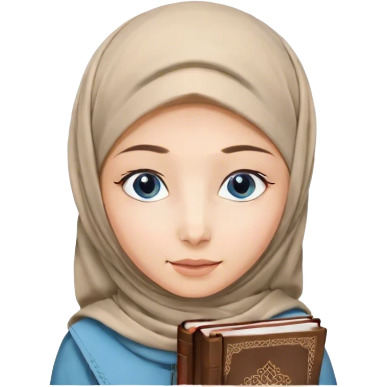 Turkish blonde lilacs design Hijabi girl with blue eyes and beautiful finish reading quran emoji