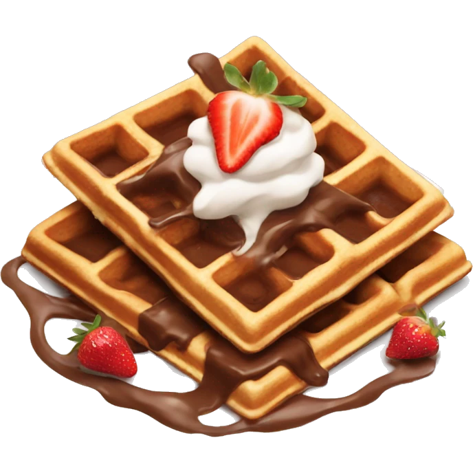 Aesthetic waffles with chocolate and strawberries  emoji