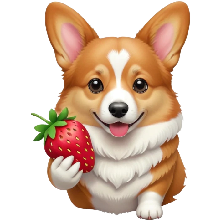 Corgi holding a strawberry  emoji