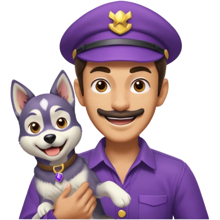 Waluigi playing with a husky  emoji