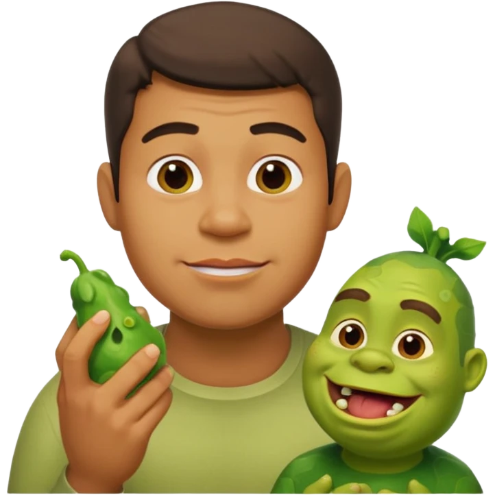 A man eating shrek emoji