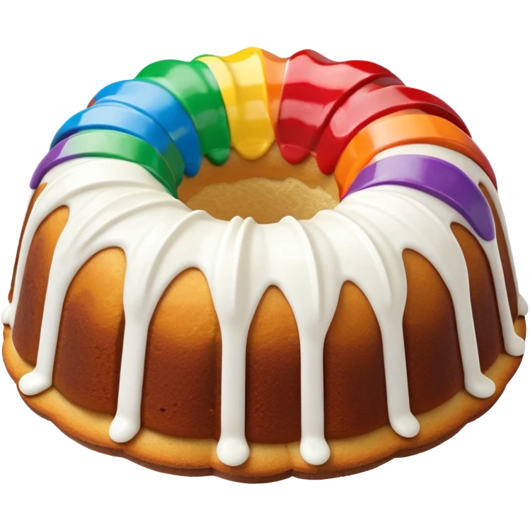 Bundt rainbow chip cake and just white frosting  emoji