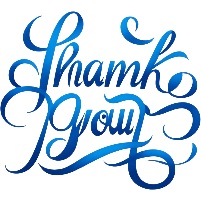 Creative Calligraphy  Blue thank you  emoji