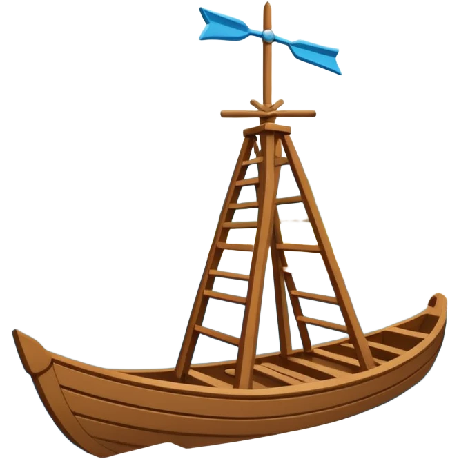 Emoji-style illustration of a guide vane / river training structure (Lenkbuhne), flat vector look, bold outlines, minimal details, no background emoji