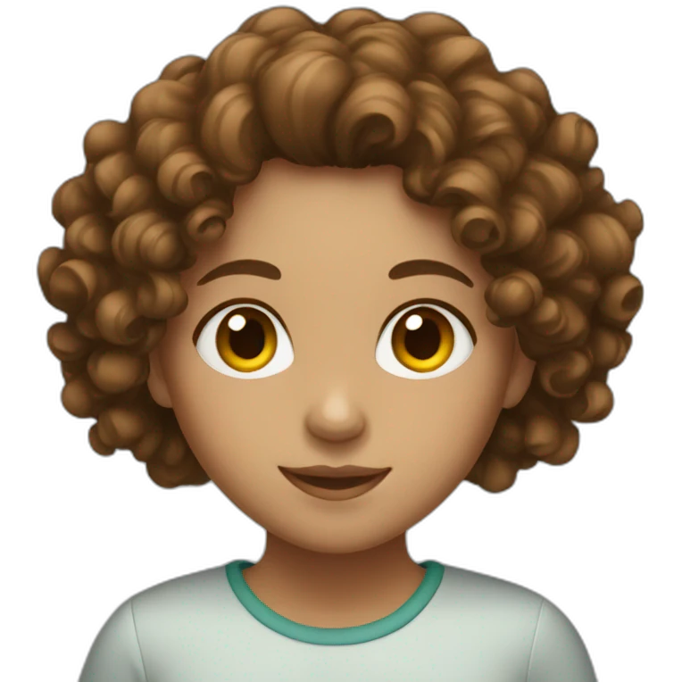 Girl with brown curly hair emoji