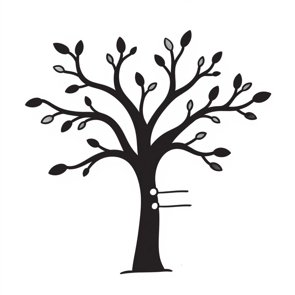 A tree with configurable settings and parameters depicted as interactive sliders and buttons emoji