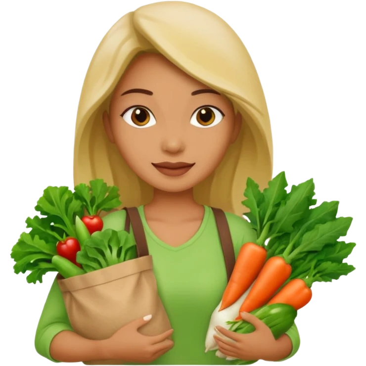 woman holding vegetables bag emoji