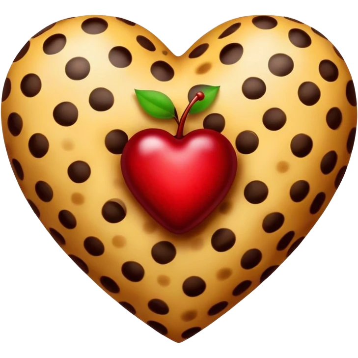 a cheetah print heart with a cherry in the middle emoji