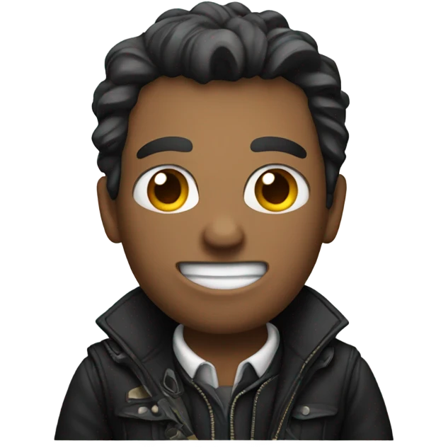 Man in black jacket with shotgun emoji