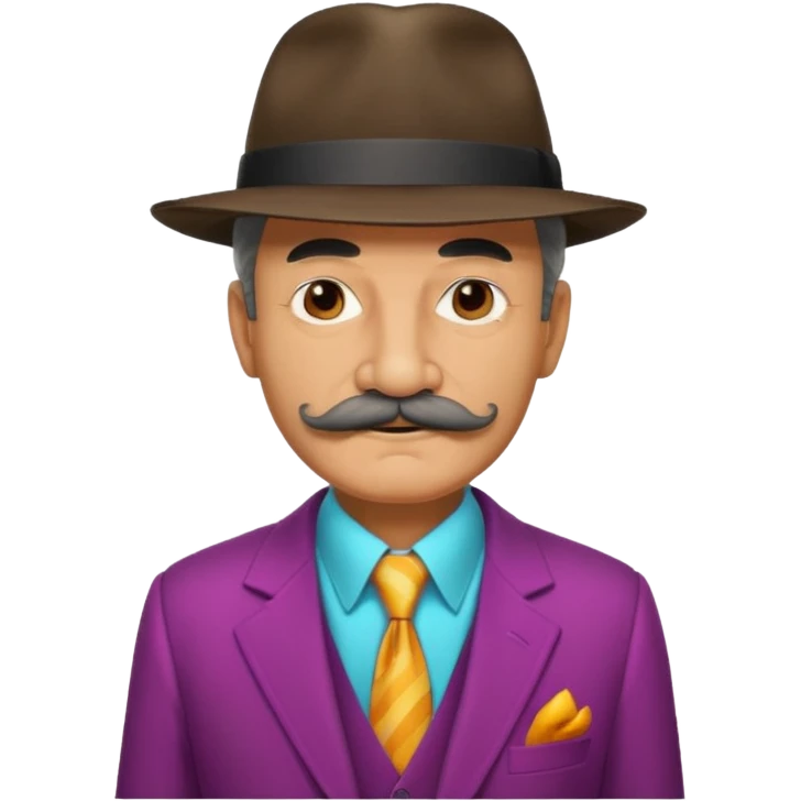Aged mobster with colored suit and hat and mustache emoji