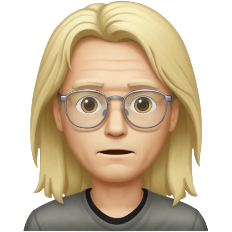 Guy with long blond heart and glasses dead  emoji