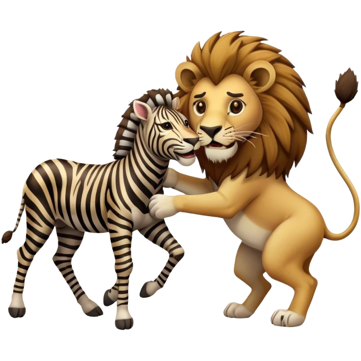 A lion attacking a zebra  emoji