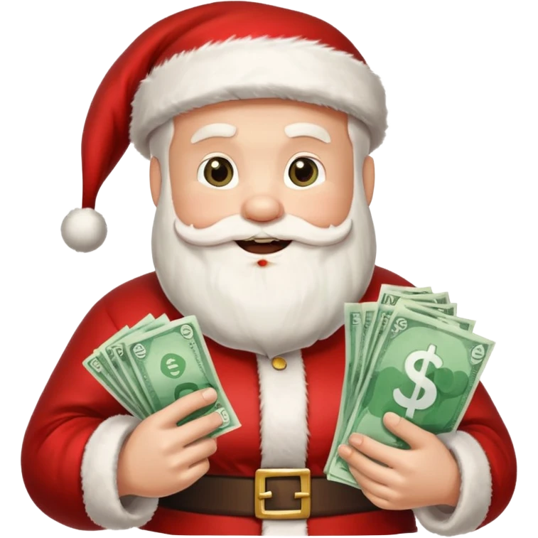 santa with money and social media logo on gift emoji