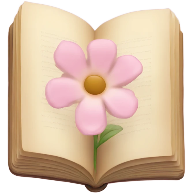 Beige Open book with light pink flower inside emoji