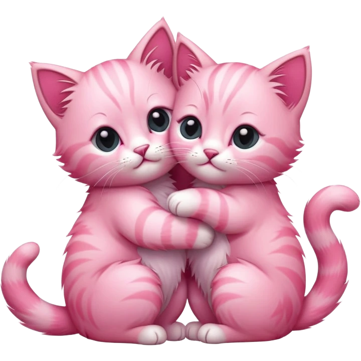 two hugging pink kitty  emoji